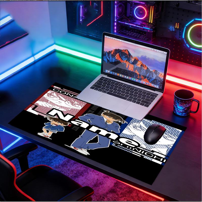 Custom Name Personalized Detective Conan Pattern Mousepad, Laptop PC Desk Mat, Decorative Desk Mat for Home Keyboard Pad Gift