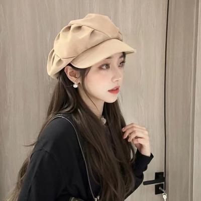 Béret Rétro Automne Hiver pour Femmes Chapeau Chaud d'Artiste Français Béret pour Femmes Chapeau Octogonal Uni Casquette Tendance pour Filles