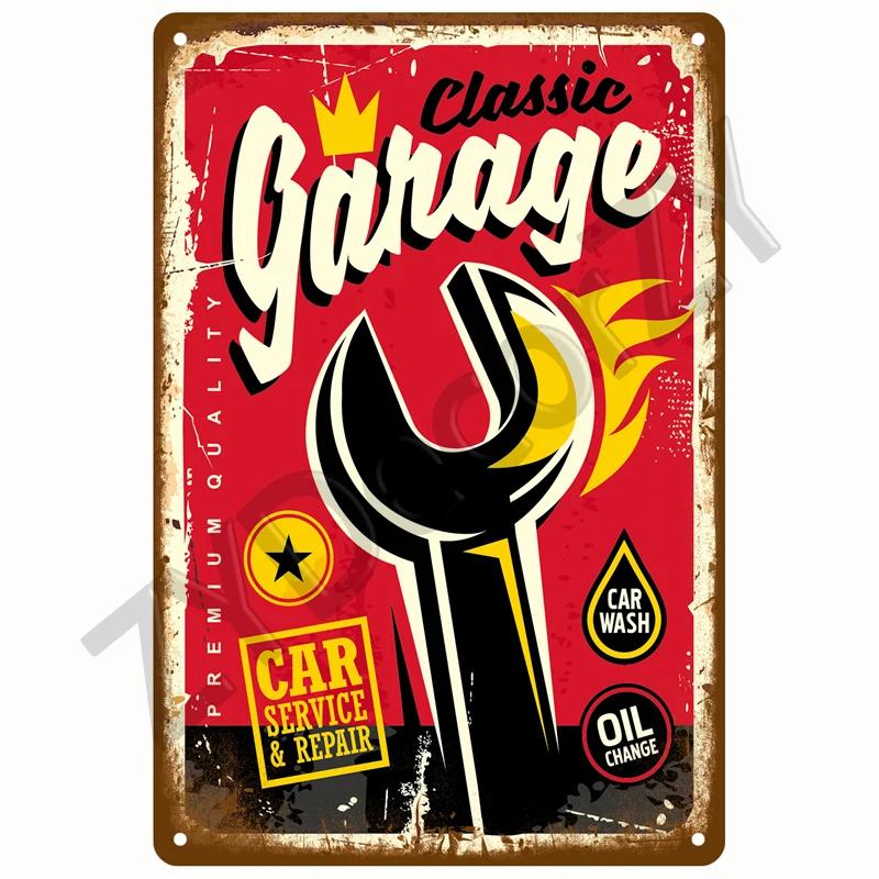 Vintage Metal Sign for Garage Gas Oil Spark Plug Tyre Service  Man Cave Club Bar Home Wall Decor Art Tin Sign Decorative Plaque