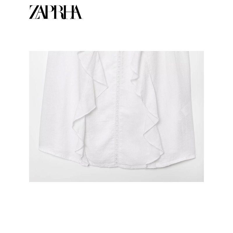 Zaprha 2025 New Arrival Sexy off-the-Shoulder Laminated Decoration Hanging Collar Tops Shirt Female Stylish 3585730