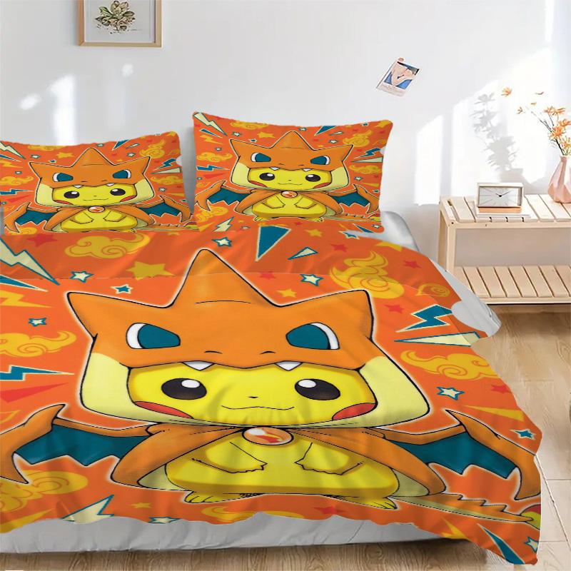 Pikachu Dragon Costume Adventure Print 3Pcs Bedding Setduvet Cover With 2 Bedropillowcase Home Birthday Gift