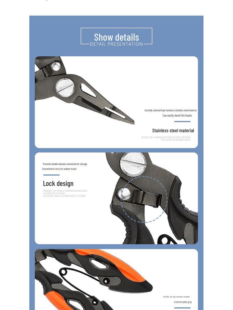 Compact Stainless Steel Multi-functional Fishing Pliers and Fish Gripper