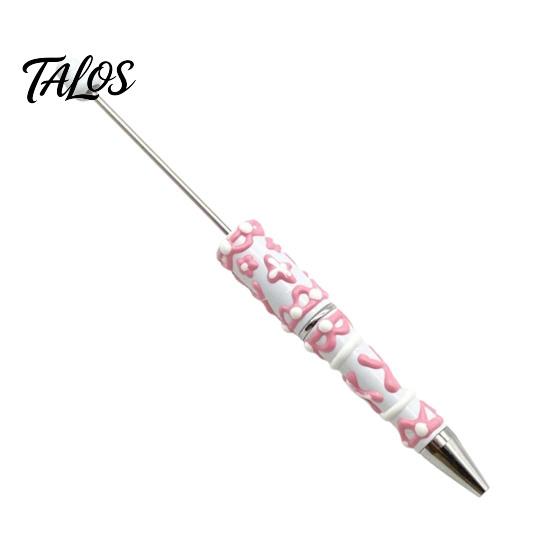 Smooth Ink Ballpoint Pen DIY Beadable Pen, Plastic Beaded Black Writing for Students Teens Teachers School Office Supplies Unique Hand-painted