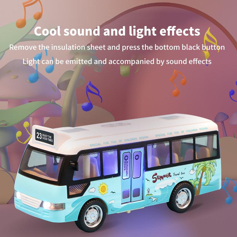 School Bus Sound Light Tour Bus Model Boy Toy Diecasts Toy Vehicles Kids Gift Simulation Bus Model