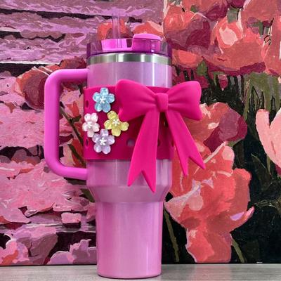 Manchon pour Gobelets 40oz Kit DIY Noeud & Breloque Florale Antidérapant Protecteur