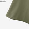 ZANZEA Summer Women V Neck 3/4 Sleeve Casual Loose Blouse
