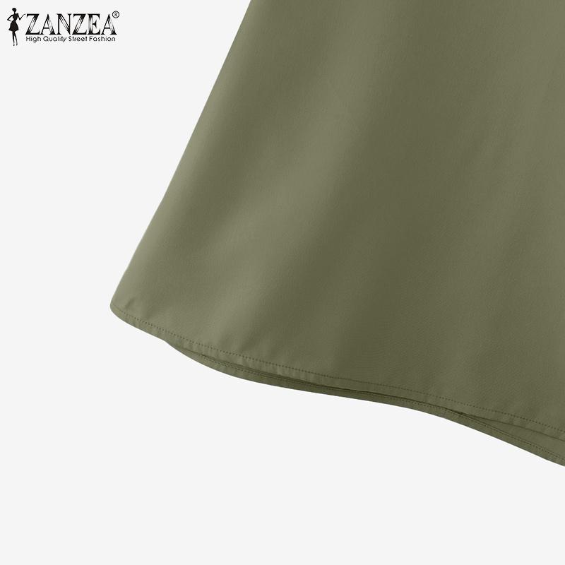ZANZEA Summer Women V Neck 3/4 Sleeve Casual Loose Blouse