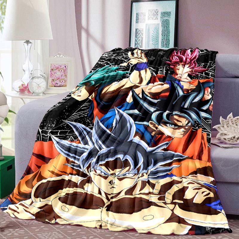 Dragon Ball Anime Print Blanket Warm Comfortable Flannel Blanket for Bedrooms, Sofas, Beds, Chairs, Picnics, Travel-LXR12