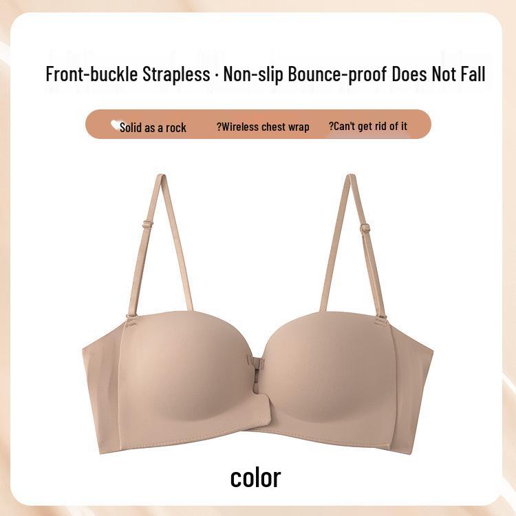 

Women s Strapless Push-Up Bra: Front-Closure, Seamless, Non-Slip, Invisible, Hides Side Fat, Sexy Backless Design, Foundation Color 32/70ABC (75-90 lbs)