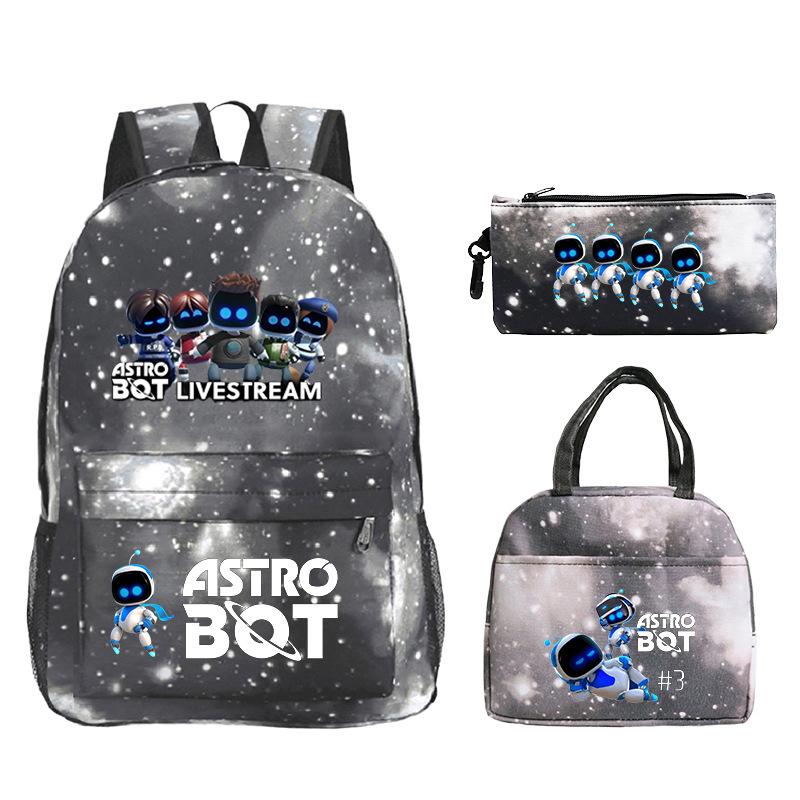 Game Astro bot peripheral printing fashion primary and secondary school students schoolbag three-piece set multi-function large capacity