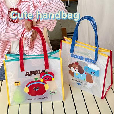 Jelly Beach Bag Cartoon Handbag Cute Transparent Waterproof Travel Handbag Shoulder Bag With Cute Pendant