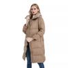 Womens Mid-Length Winter Down Coat With Large Lapel White Duck Fill 81-85% Content Slim Straight Fit
