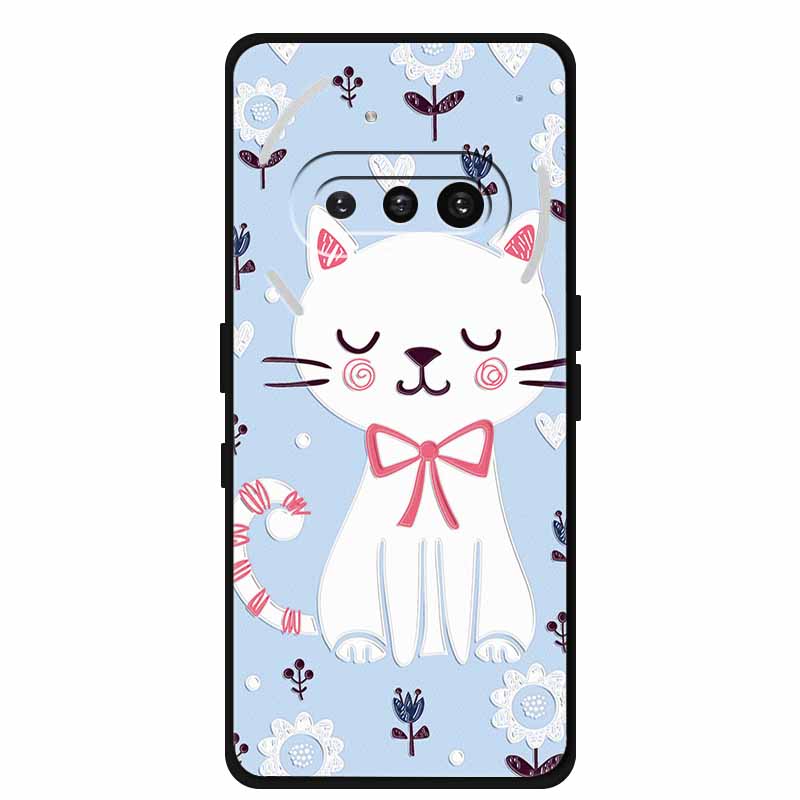 For Nothing Phone (3a) Case 3D Relief Flower Emboss Black Silicone Funda For Nothing Phone 3A A059 3D Back Cover Cartoon Bumper