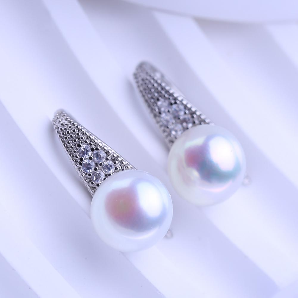 

Серьги-гвоздики с натуральным пресноводным жемчугом из кубического циркония для женщин, модные серьги-гвоздики с жемчугом белый