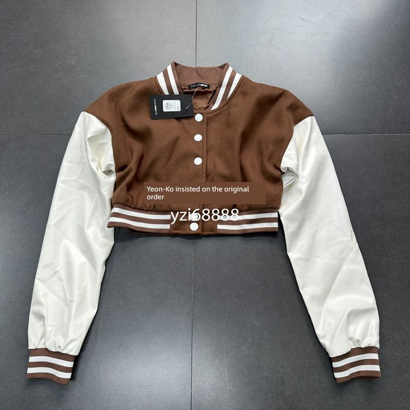 

Лос-Анджелес Одиночный FN Сексуальный Короткий С Высокой Талией Из ПУ С Длинным Рукавом Бейсбольная Униформа Шерстяной Абрикосово-Коричневый Короткий Пиджак Brown pu-sleeved blouson L