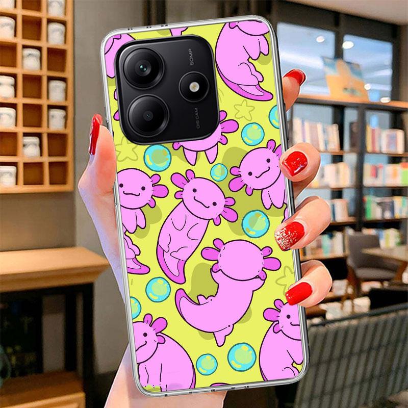 Cute Axolotl Kawaii Phone Case For Xiaomi Redmi Note 15 14 13 12 11 10 Pro Plus 14S 12S 11S 11T 11E 10S Soft Fundas Shell Redmi