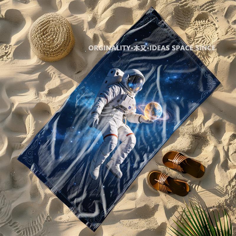 Space Astronaut Galaxy Beach Towel Patterned Sunscreen And Windproof Suitable For Swimming Pool Camping Travel Blanket