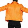 Genuine Soft Causal Motorcycle Fit Leather Handmade Men's Jacket Orange Lambskin