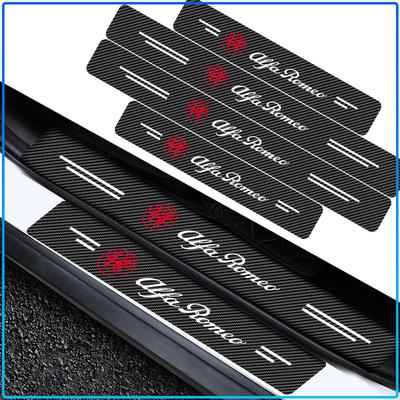 4Pcs Carbon Fiber Car Door Sill Protection Sticker Anti-scratch Refit For 147 159 156 Giulietta Giulia Mito Spider Alpha Nheadrest