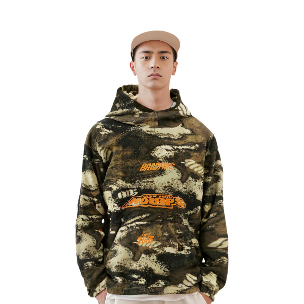Li Ning Badfive Comfortable Loose Fleece Warm Sweatshirt Men sweatshirt Camouflage AFDU495-4