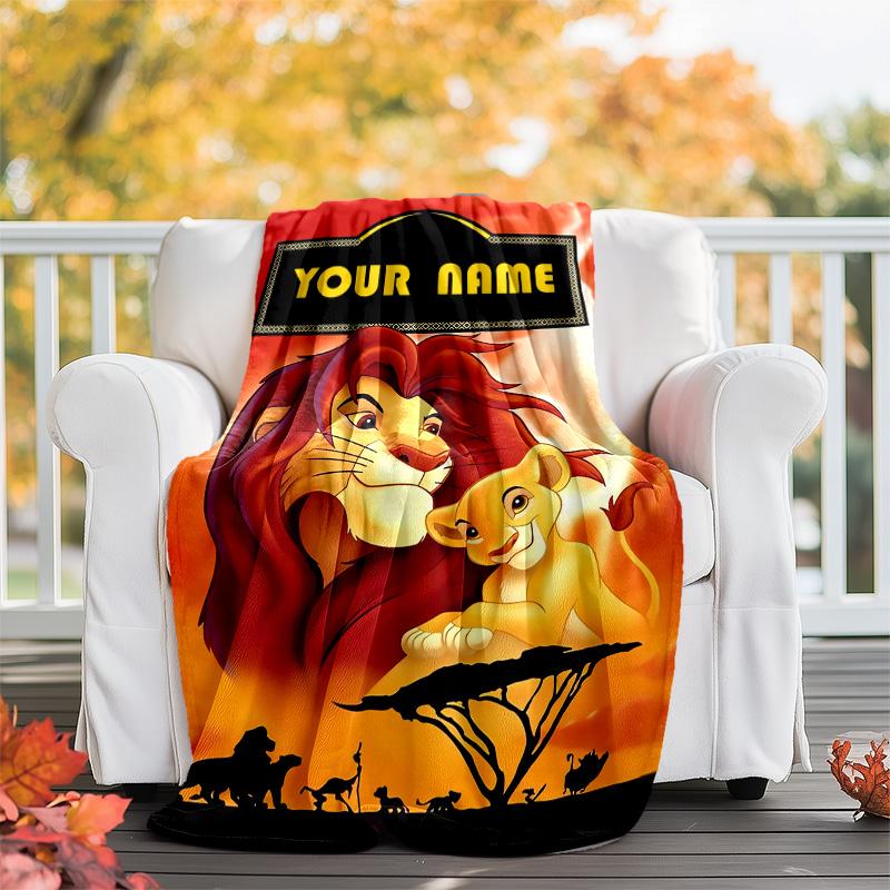 Customizable Lion King Throw Blanket – Personalized Name, All-Season Cozy Snug Blanket, Machine Washable, Personalized Blanket