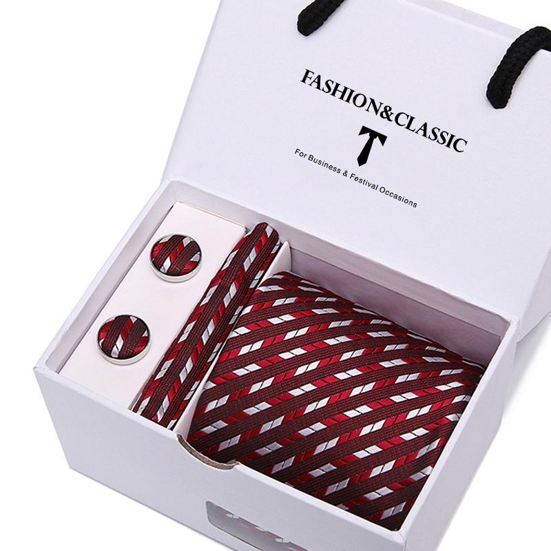 Men's Tie Gift Set: Striped & Polka Dot Tie, Pocket Square, Cufflinks