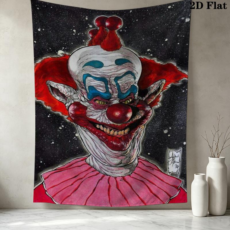 Killer Klowns aus dem Weltall Wandteppich Ästhetischer Wandbehang Bedruckte Stoffdecke Dekorative Wandteppiche für Schlafzimmer Wohnzimmer Heimdekoration