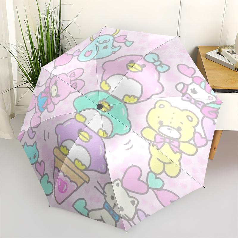 1pc Kawaii Cute Animal Print Umbrella - Automatic Open Close Outdoor Umbrella with 8-Bone Iron Frame, Portable Folding Design for Fans, Travelers, Dai