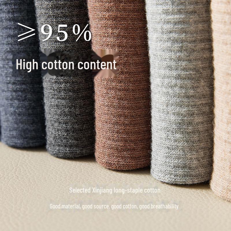 Zhuji Men's Mid-Tube Pure Cotton Socks - Double Needle, Sweat-Absorbent, Breathable, Black, All-Season Business Wear.