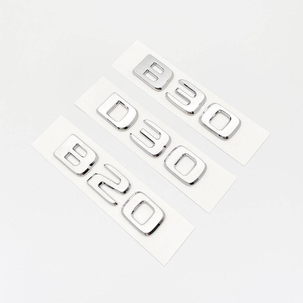 Pro Mercedes Benz Brabus C W203 W204 W205 kupé Odznak kufru auta Logo Samolepka Písmena B20 B30 D30 450 650 ABS Emblém Chrom Stříbrná