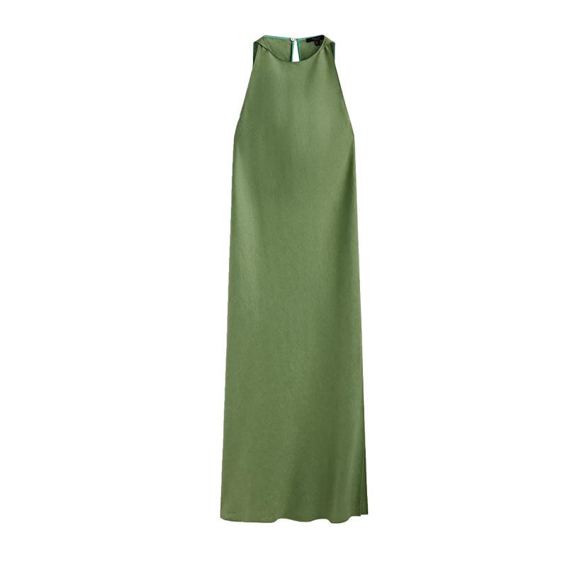 

Spring New Dopamine Color Temperament Comfortable Pure Linen Sleeveless Sling Dress 6795120 Mint Green L