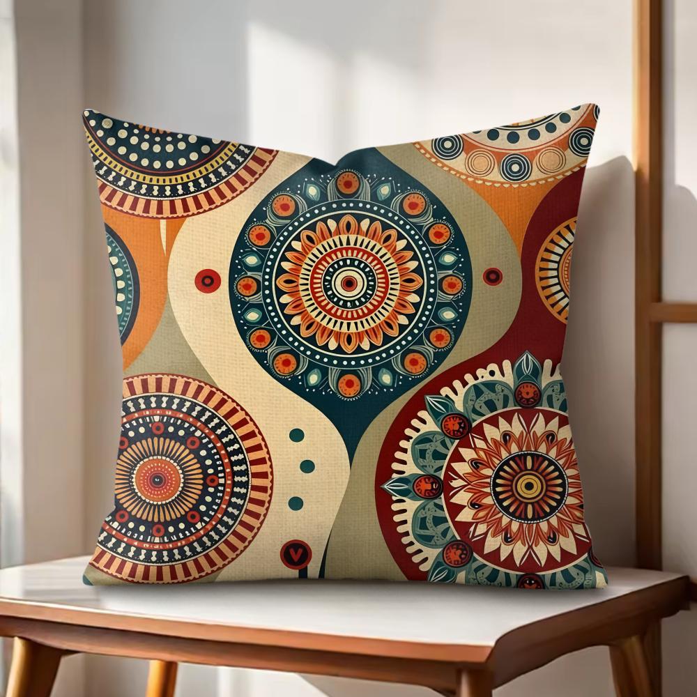 Bohemian Style Cushion Cover Natural Linen Organic Fabric DoubleSided Printing Couch Pillow Covers Home Decor Gift