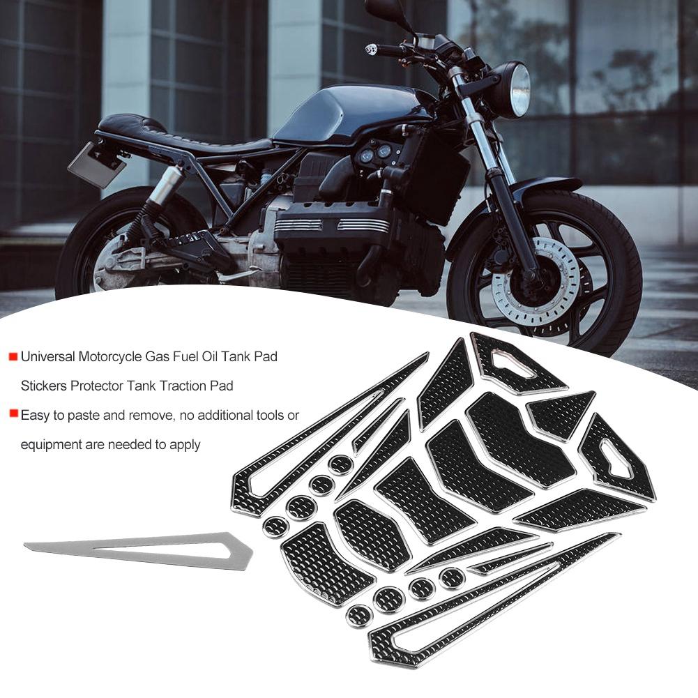 Universal Motorcycle Gas Fuel Oil Tank Pad Stickers Protector Tank Traction Pad(silver edge)