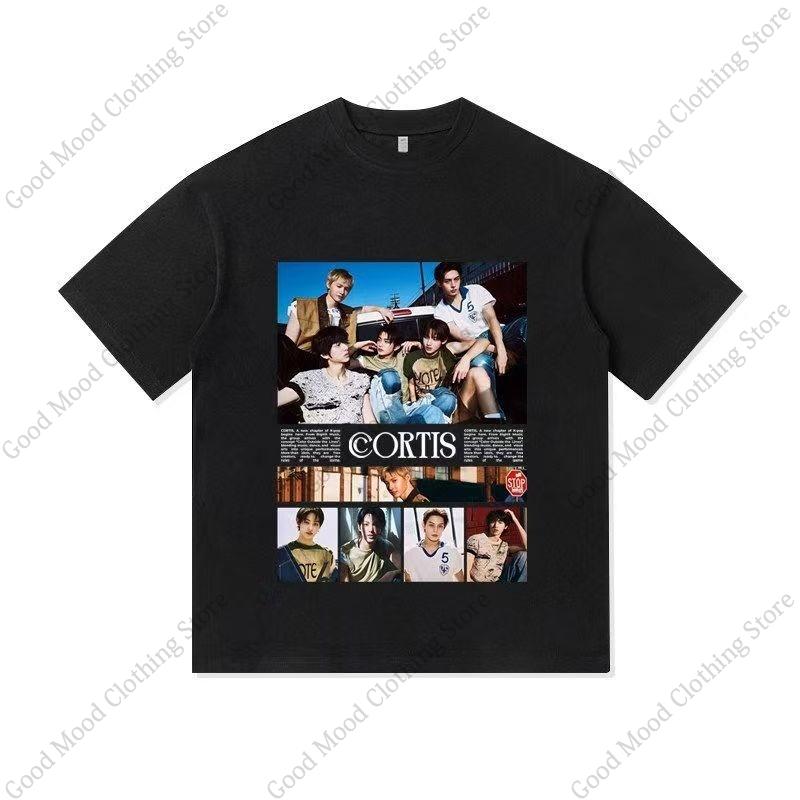 CORTIS Print T Shirt Fashion Street Hip Hop Retro JUHOON KEONHO SEONGHYEON Print Tshirt Kpop Fans Cotton Short Sleeve Tee Tops