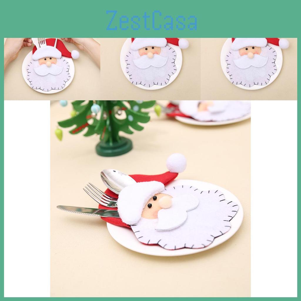 Festive New Christmas Santa Fork And Knife Holder Cutlery Pouch For Holiday Dining