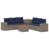 Sofa Set 8 Pieces Gray and Navy Blue Poly Rattan and Steel