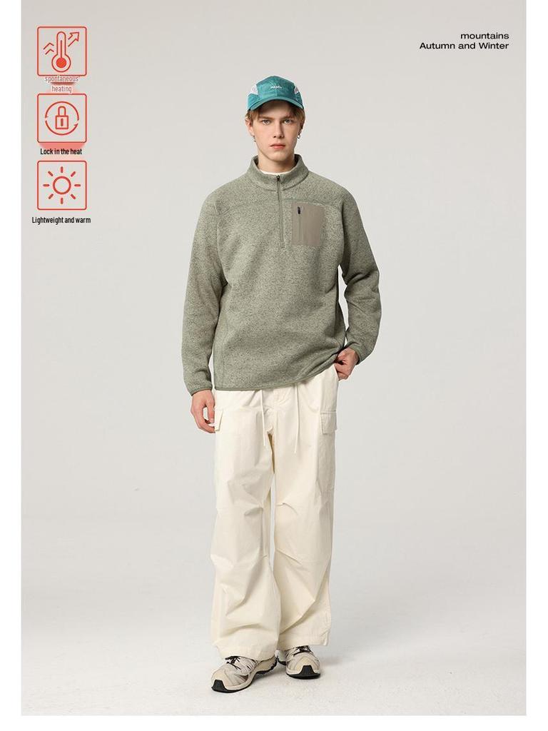 Men's Slim-Fit Half-Zip Outdoor Base Layer Pullover for Winter Sports and Casual Wear