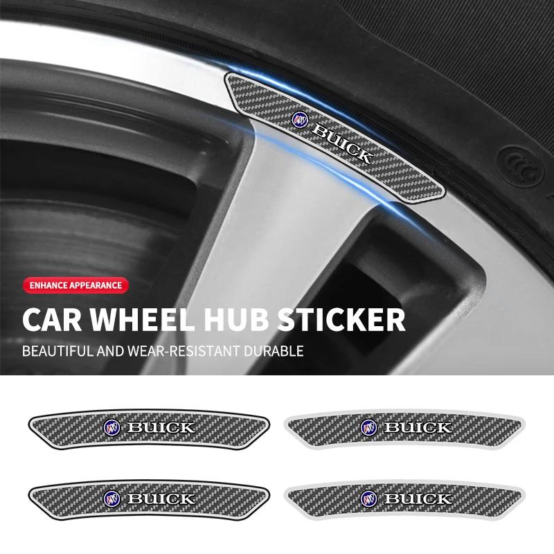 4PCS Carbon Fiber Car Motorcycle Wheel Rim Decorative Stickers For Buick Century Excelle XT Envision Excelle GT Verano Regal GL6