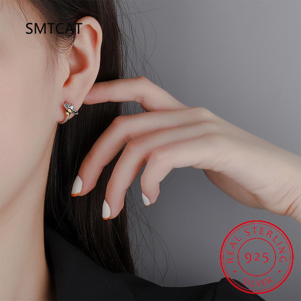 Baby Princess 925 Silver Insect Ear Buckles Cute Honey Bee Hoop Earring For Girl Woman Beautiful Aros Huggies Earring Jewelry