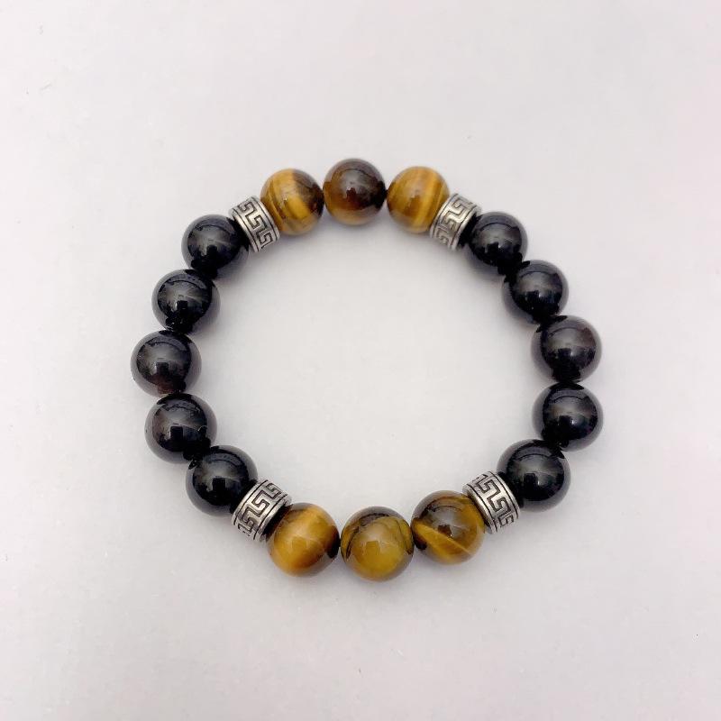 JYL TS Bracelet  Volcanic Stone Style Enhances Nostalgia & Luck Tiger eye Great Wall pattern яркий голубой