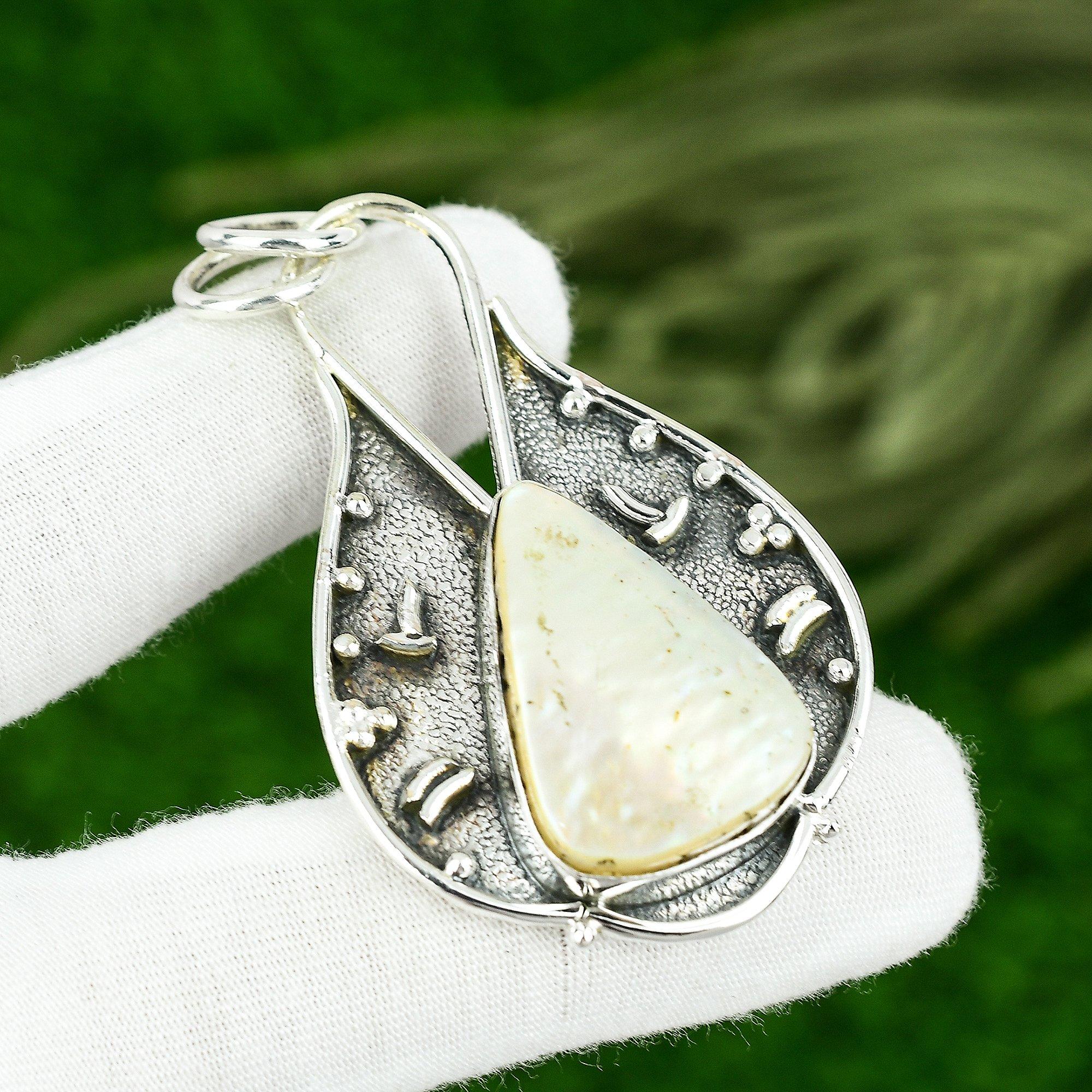 

Sterling Silver June Birth Mother Of Pearl Stone Bezel Wedding Daughter Pendant