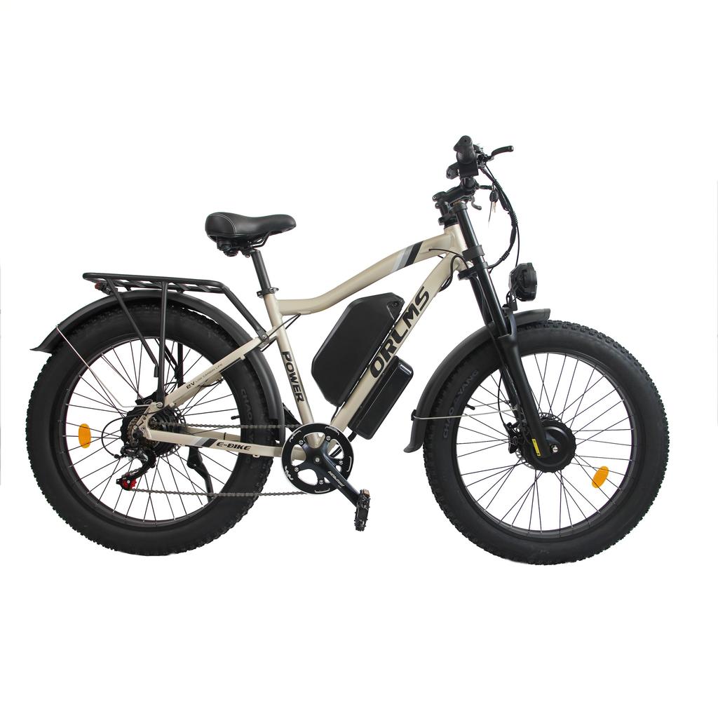 ORLMS MX500 Gold/Grey 2000W Dual Motor+52V25AH Detachable Battery 26 * 4.0-inch Tire Maximum Speed 60KM/H Electric Bicycle