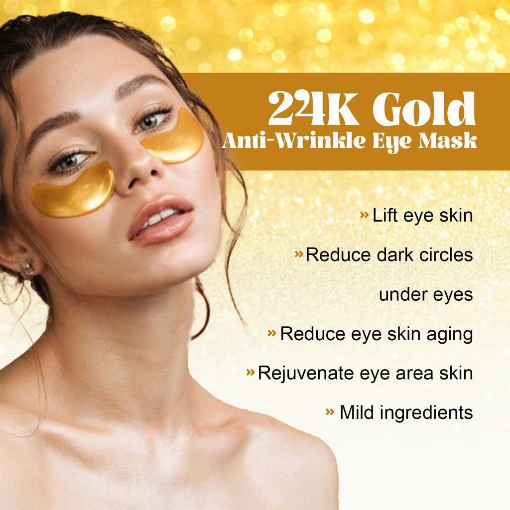 EELHOE 24k Gold Eye Mask Hydrating, Nourishing and Moisturizing Eye Skin Eye Care Less