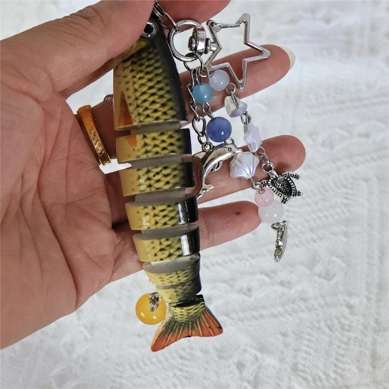 Artificial Fish Baits Keychains Lightweight Phone Lanyard Charm Accessory Unisex Bag Decoration For Outdoor Enthusiasts