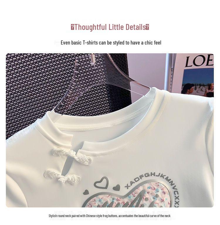 Plus Size Women's Buckle Letter Print Short Sleeve T-shirt: 2025 Summer Loose, Slimming, Casual, Versatile Top