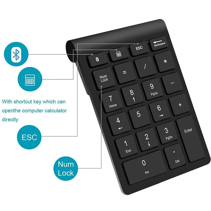 22 Keys Bluetooth Numeric Keyboard Wireless Number Keypad Portable Plug And Play Digital Number Pad For Laptop IPad