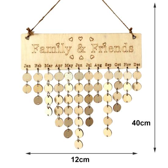 Závěsný kalendář Family&Friends Dřevěná deska Narozeninová plaketa Home Decor