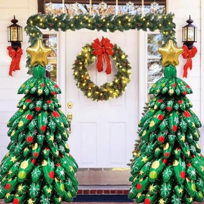Large Vertical 3D Christmas Tree Decoration DIY Inflatable Splicing Balloons Christmas Tree Home New Year Christmas Decoration.
