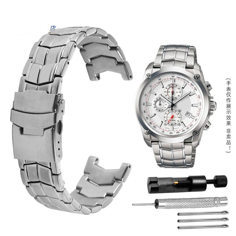 Classic 22mm Stainless Steel Watchband For Casio EF-550 EF-524 Silver Strap Deployment Buckle Bracelet Metal Belt Men's Watch Chain