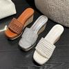 Pesstwei  Summer Street Designer Wood Grain High Heels Hollow Out Breathable Fashion Platform Wedges Woman Slippers Shoes